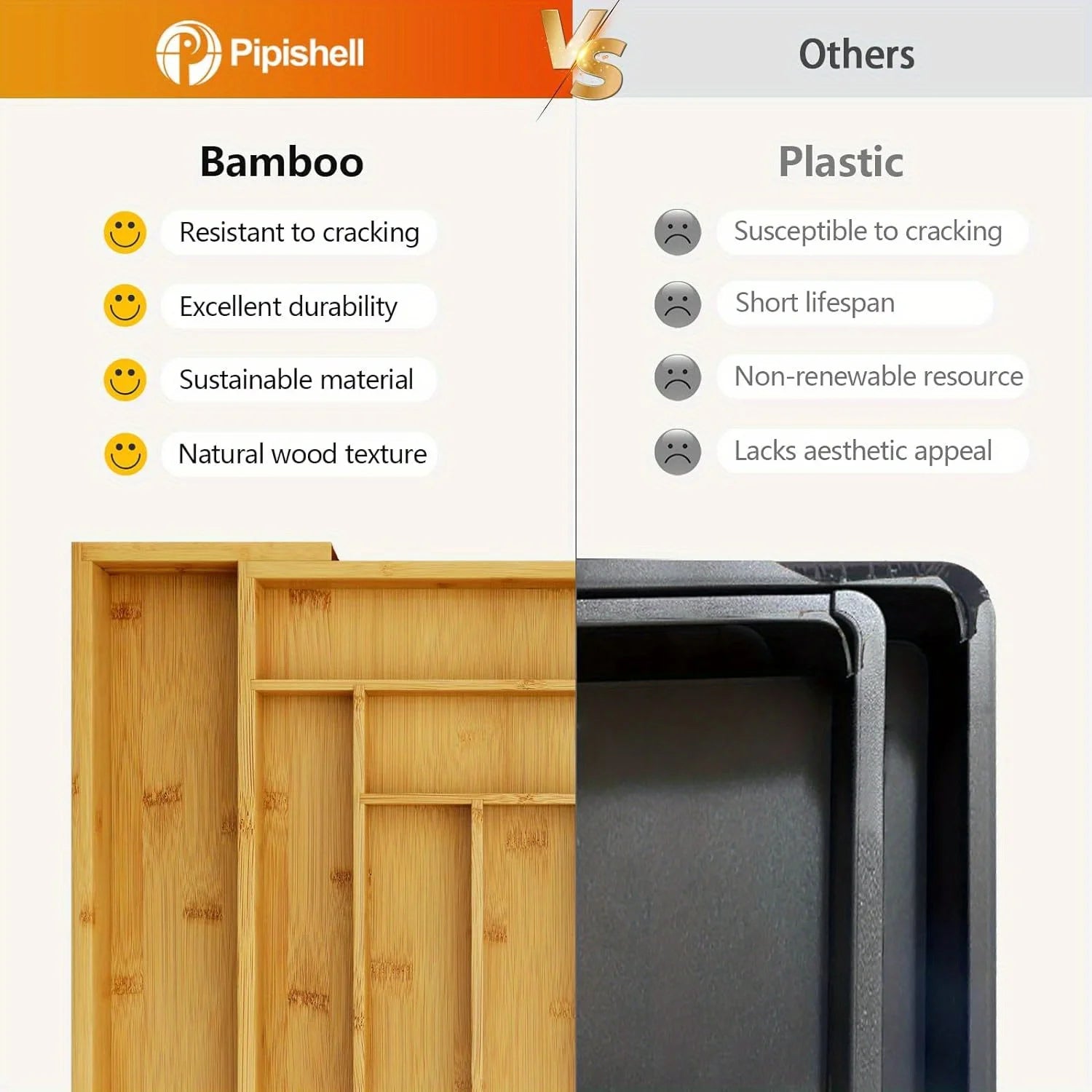 Premium Bamboo Drawer Organizer Set 5-Piece for Travel - VOYAGR