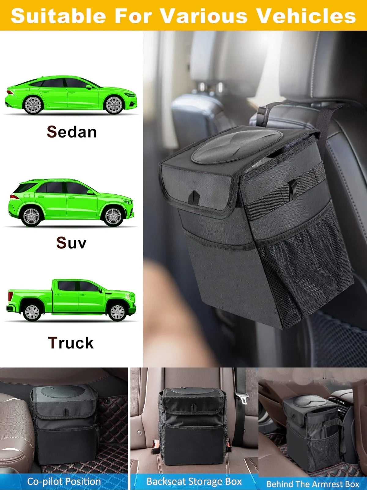 Car Trash Can Collapsible Leakproof