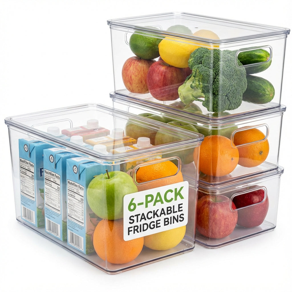 Fridge Organizer Bins Set (6-Pack)