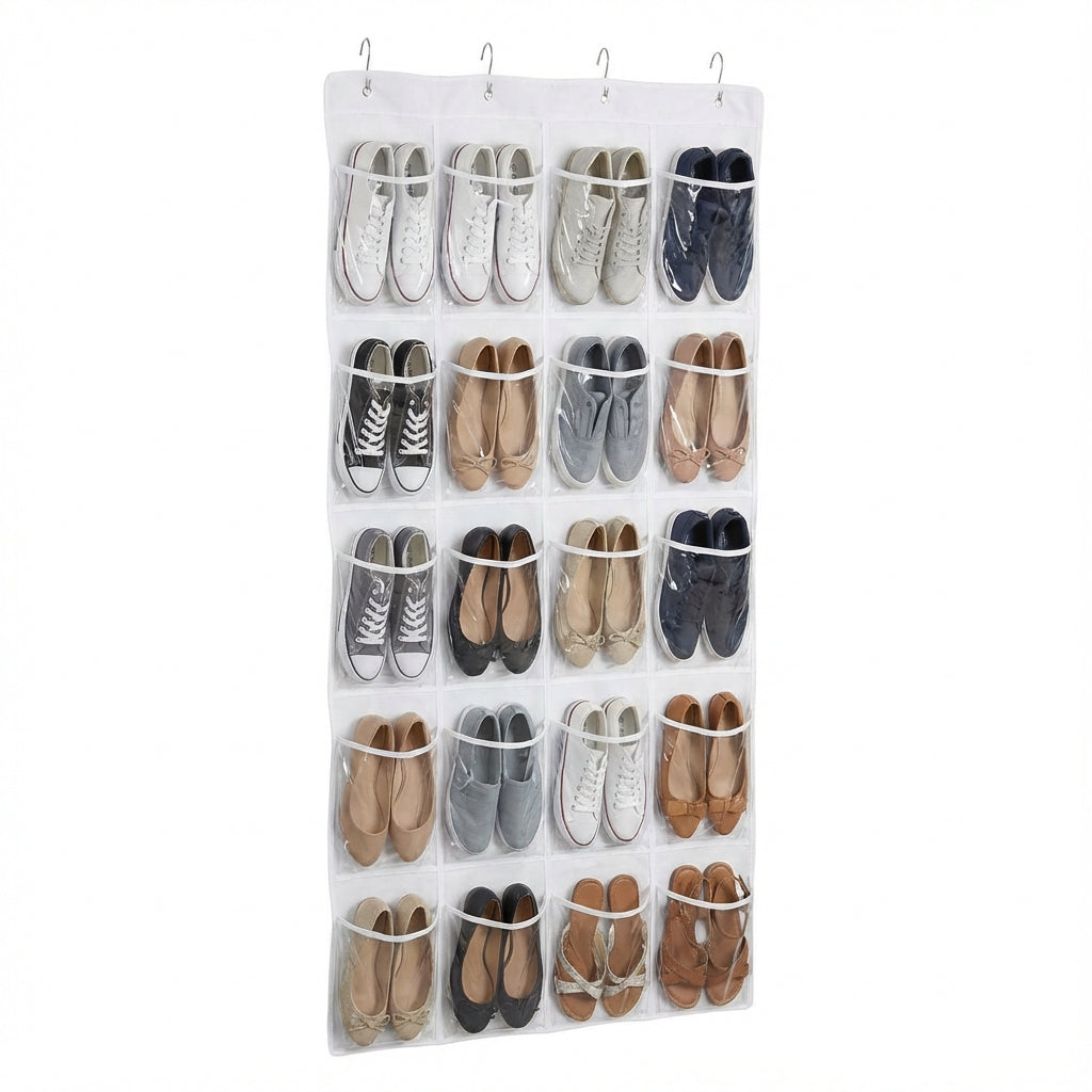 Over-Door Shoe Organizer (Clear Pockets)